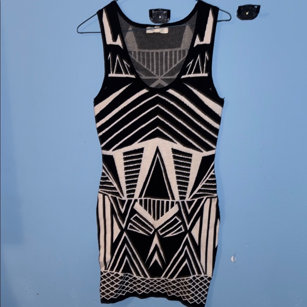 Geometric Black and White Dress